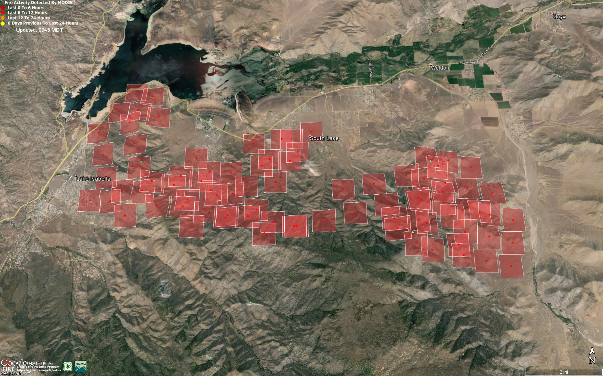 Erskine Fire burning in/near Lake Isabella/Onyx/Kelso Valley Pacific