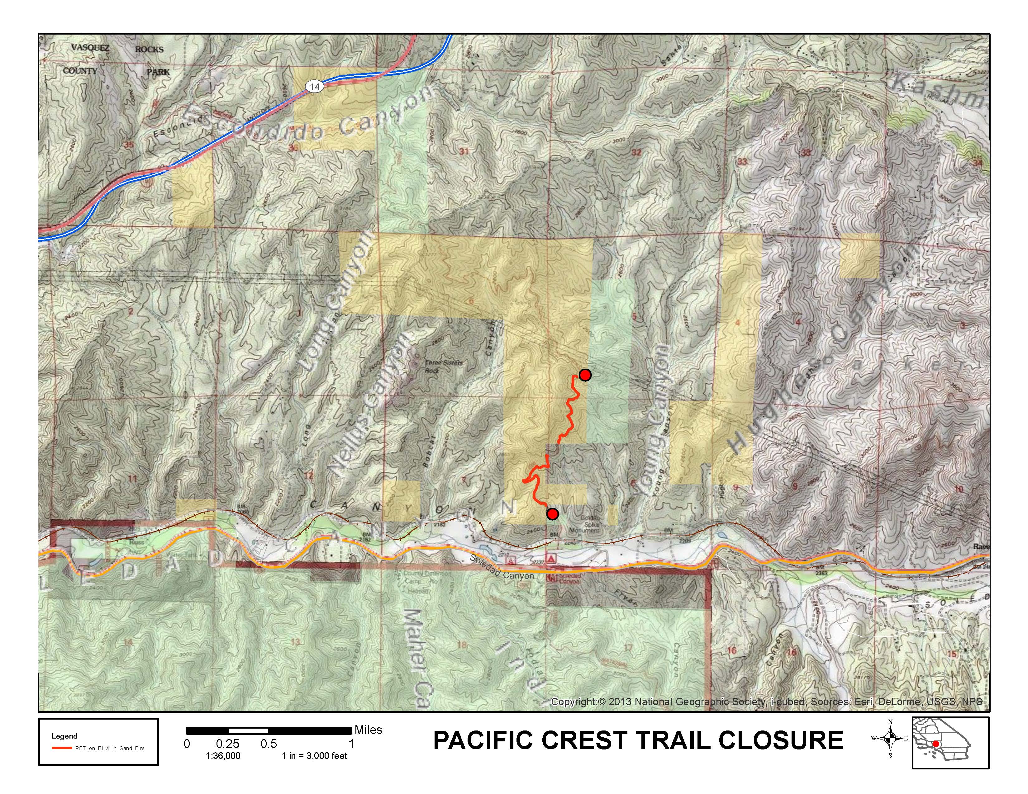 BLM Sand Fire closure map