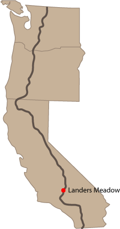 California, Oregon, Washington. Pacific Crest Trail. Location of Landers Meadow in Southern California.