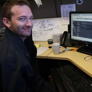 Ryan Brizendine writing code.