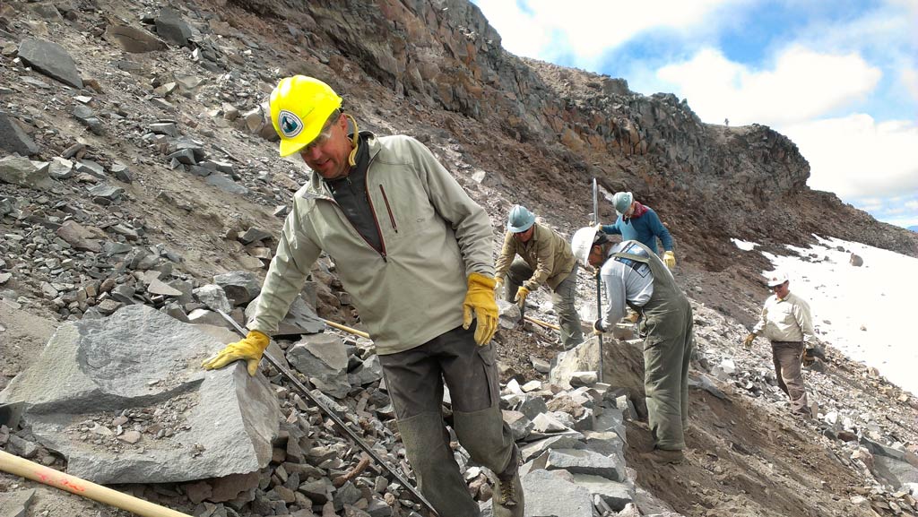 This is rock bar country. The project below Old Snowy was one of the many major projects on the trail this year and it might have been the rockiest.