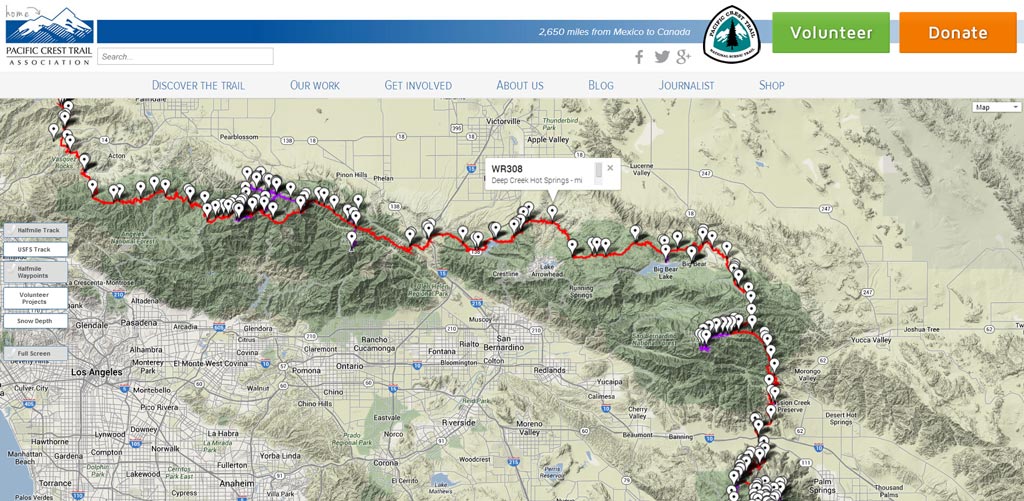 Explore water sources, campsites, and trail heads on our interactive map!