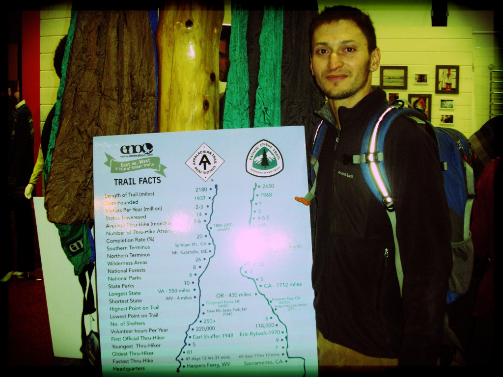 Justin "Trauma" Lichter, recently back from traversing Mexico's Copper Canyon, checking out the ENO Hammocks long trail fundraiser.