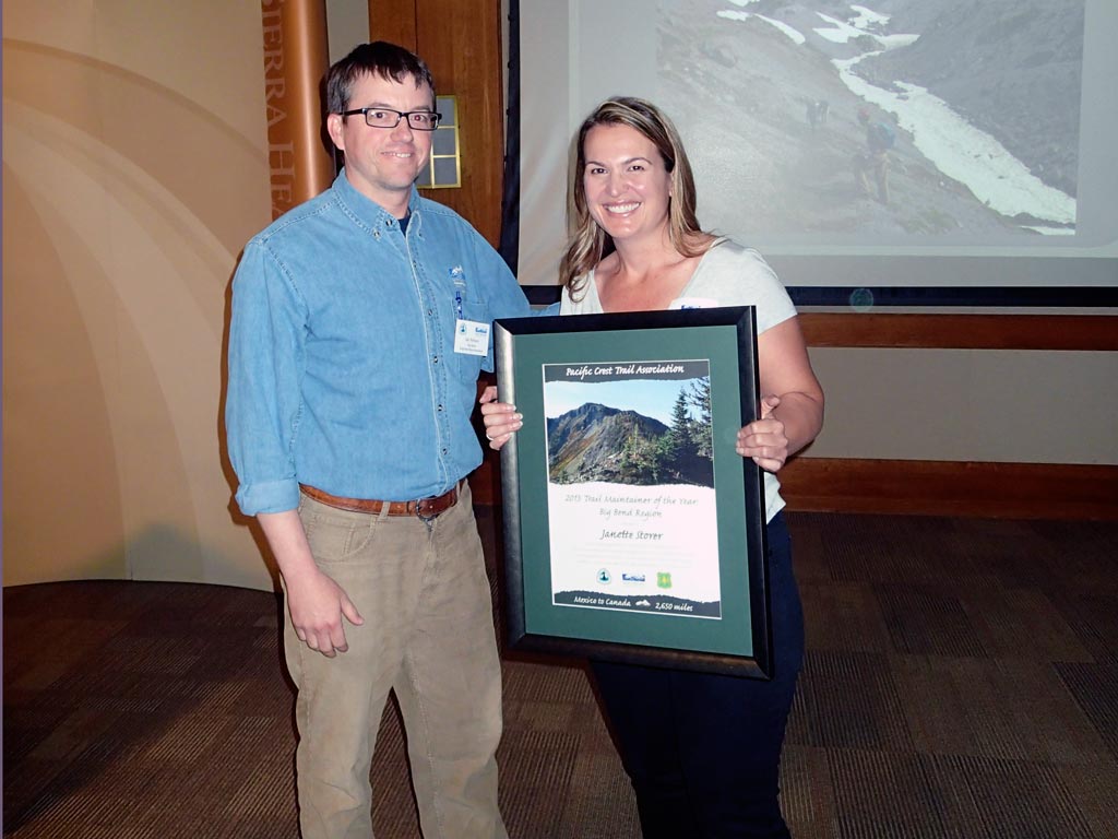 Thank you Janette Storer for your dedication towards improving the trail and for founding the NorCal Trail Crew! Janette is standing with PCTA's Big Bend Regional Representative, Ian Nelson.