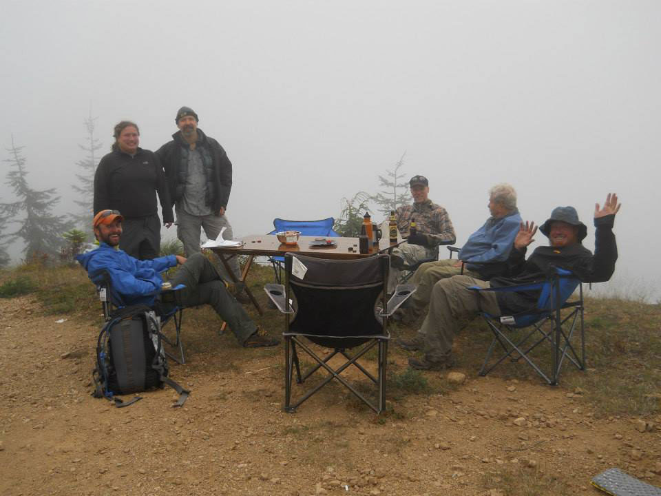 Some of the crew hosting thru-hikers on the trail last August.
