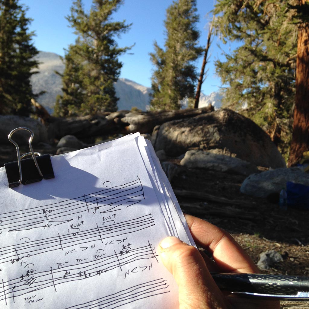 Composing music in the Sierra Nevada.