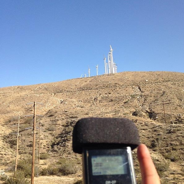 Recording the sound of windmills.
