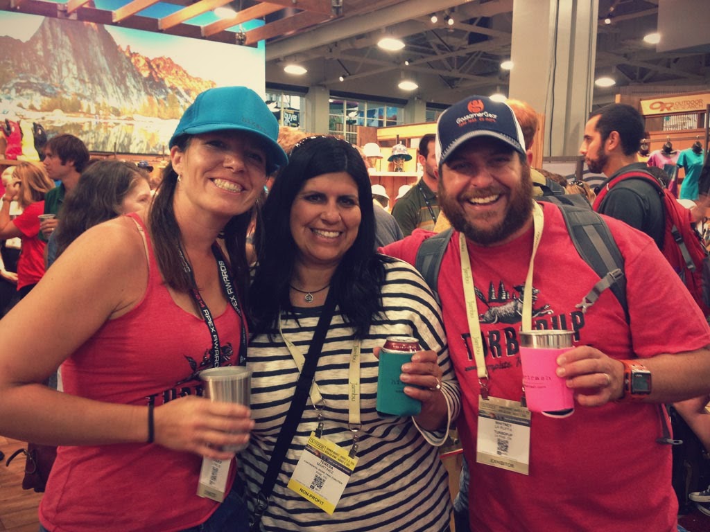 Renee Patrick (hikertrash), Teresa Martinez (CDTC) and Whitney Laruffa (ALDHA-W) at the OR/Roots Rated happy hour thrown in PCTA's honor.