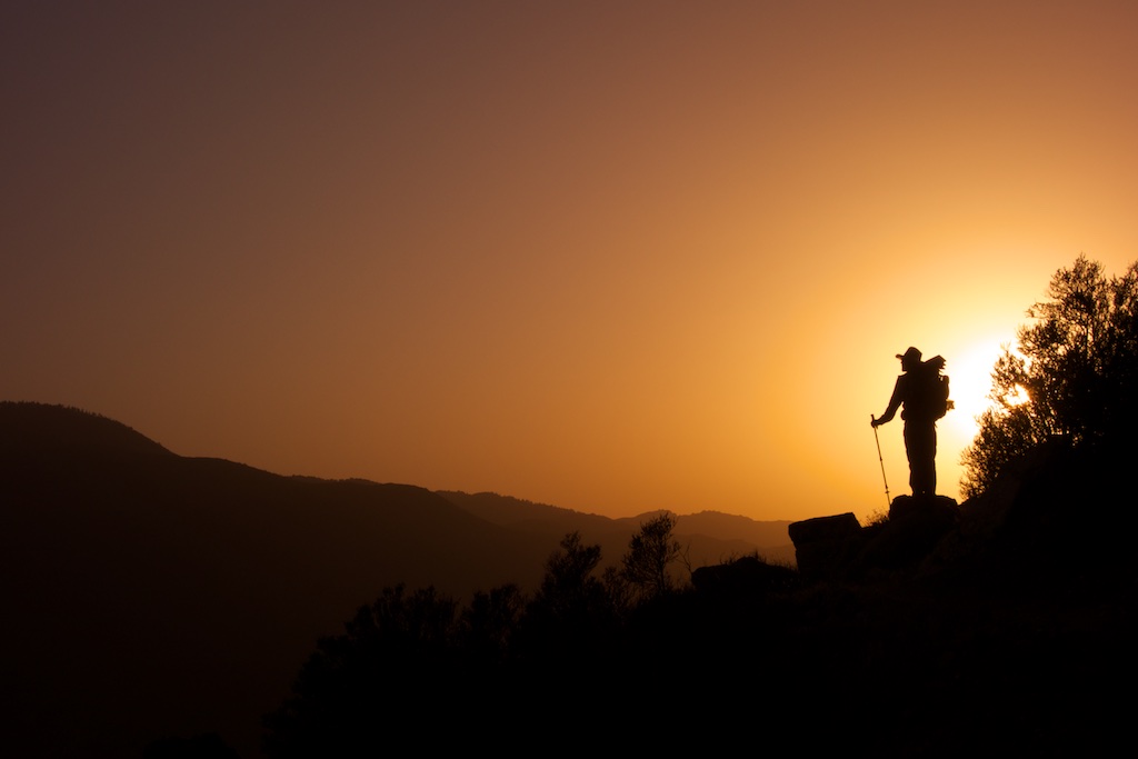 Thru-hiker Casey Gannon surveys the Anza-Borrego Desert 4000 feet below. Southern California