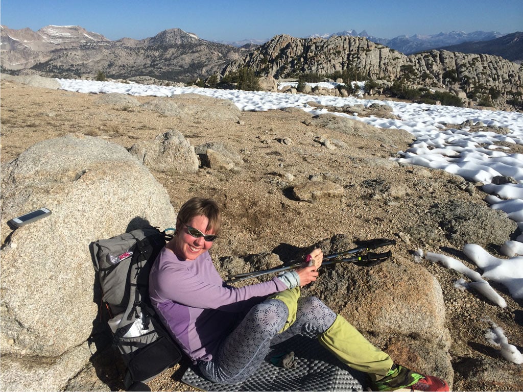 This is me in the Sierra saying, "I'm going to keep icing my injured foot with snow and then I will hobble all the way to Canada. Because I'm a tough thru-hiker! GRRR!"