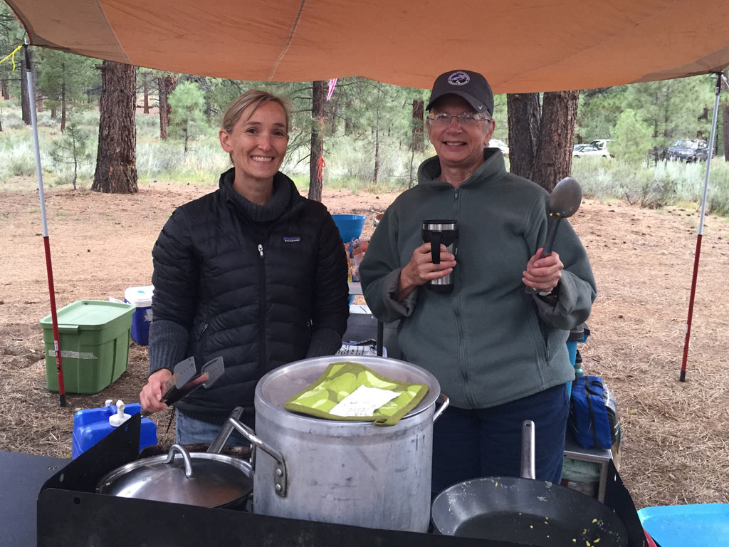 Roberta and Tenaya cooking up delicious fare. We generally eat extremely well on projects!