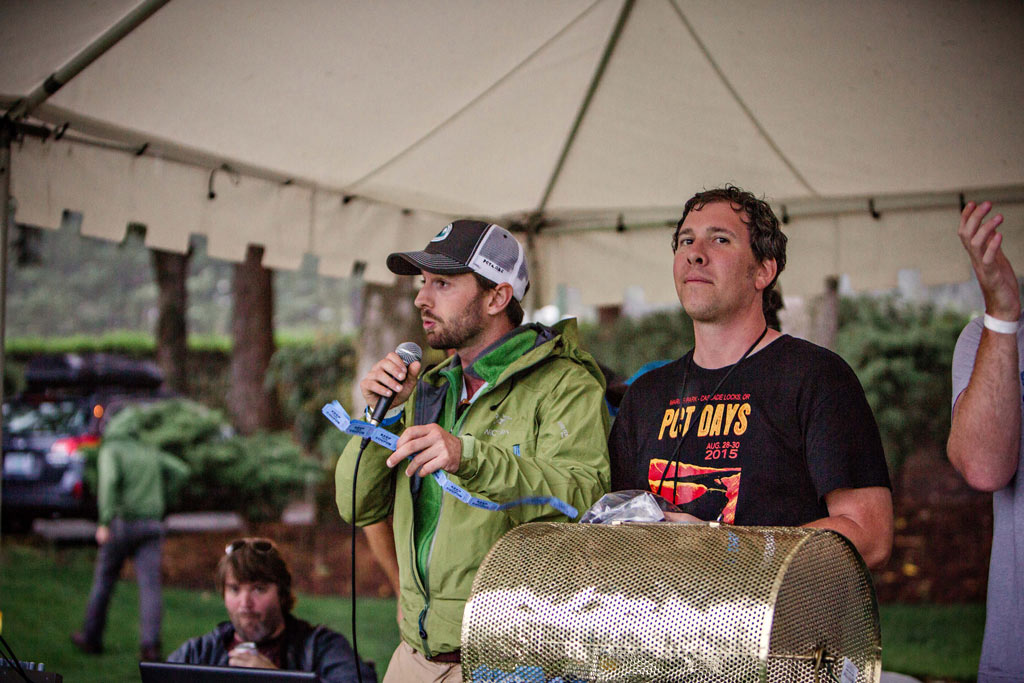 Jack Haskel, left, asks for your support, and thanks those of you that do, during the raffle. Jason Waicunas is on the right. Photo: Gray Feather Photography