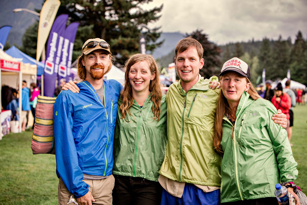 Friends reunite at PCT Days. Photo by Gray Feather Photography
