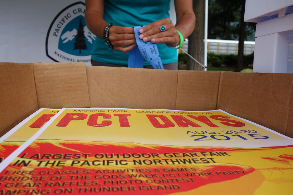 The raffle ticket booth at PCT Days raised important funds for the Pacific Crest Trail.