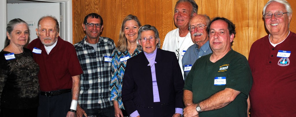 Left to Right: Edwina Golightly, Al Golightly, Dave Fleischman, Liz Bergeron, Doris Peddy, Jerry Stone, Pete Fish, John Hachey, and Lyle Boulter.