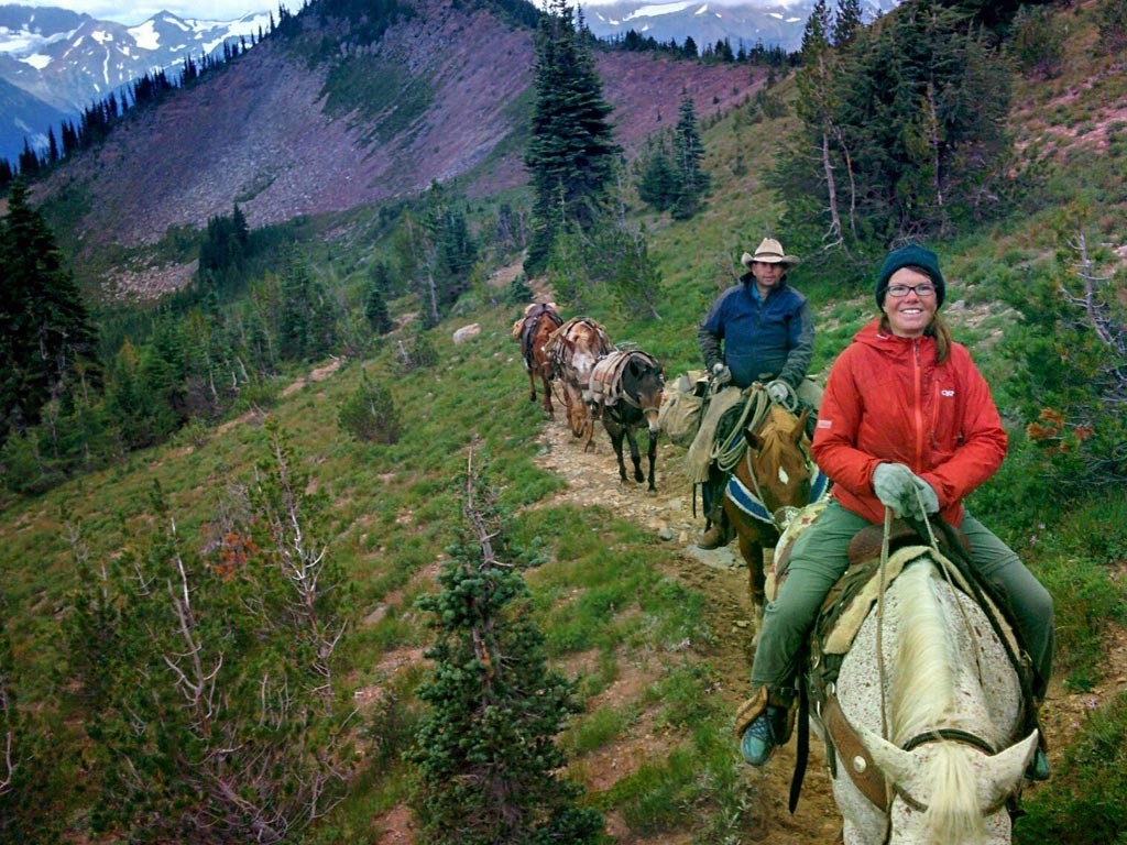 Carolyn met a couple of horsepackers with a spare saddle horse, and they kindly let me ride the 13 miles into White Pass, WA. Best hitch of the hike. Photo by Carolyn Tepolt.