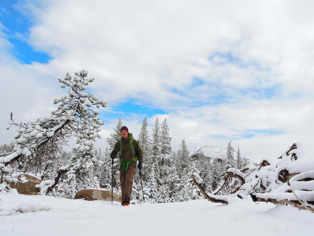 A lovely section of snow-covered trail around Sonora Pass. Photo by Henrik Frederiksen.
