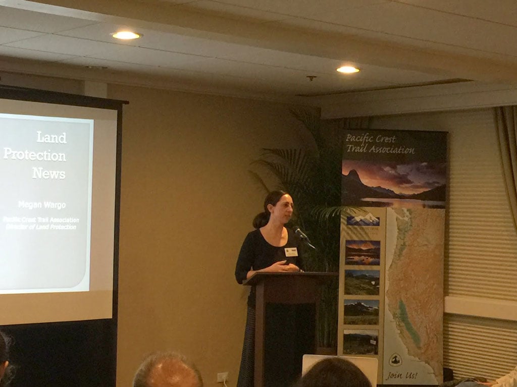 Megan Wargo describing PCTA’s land protection work.