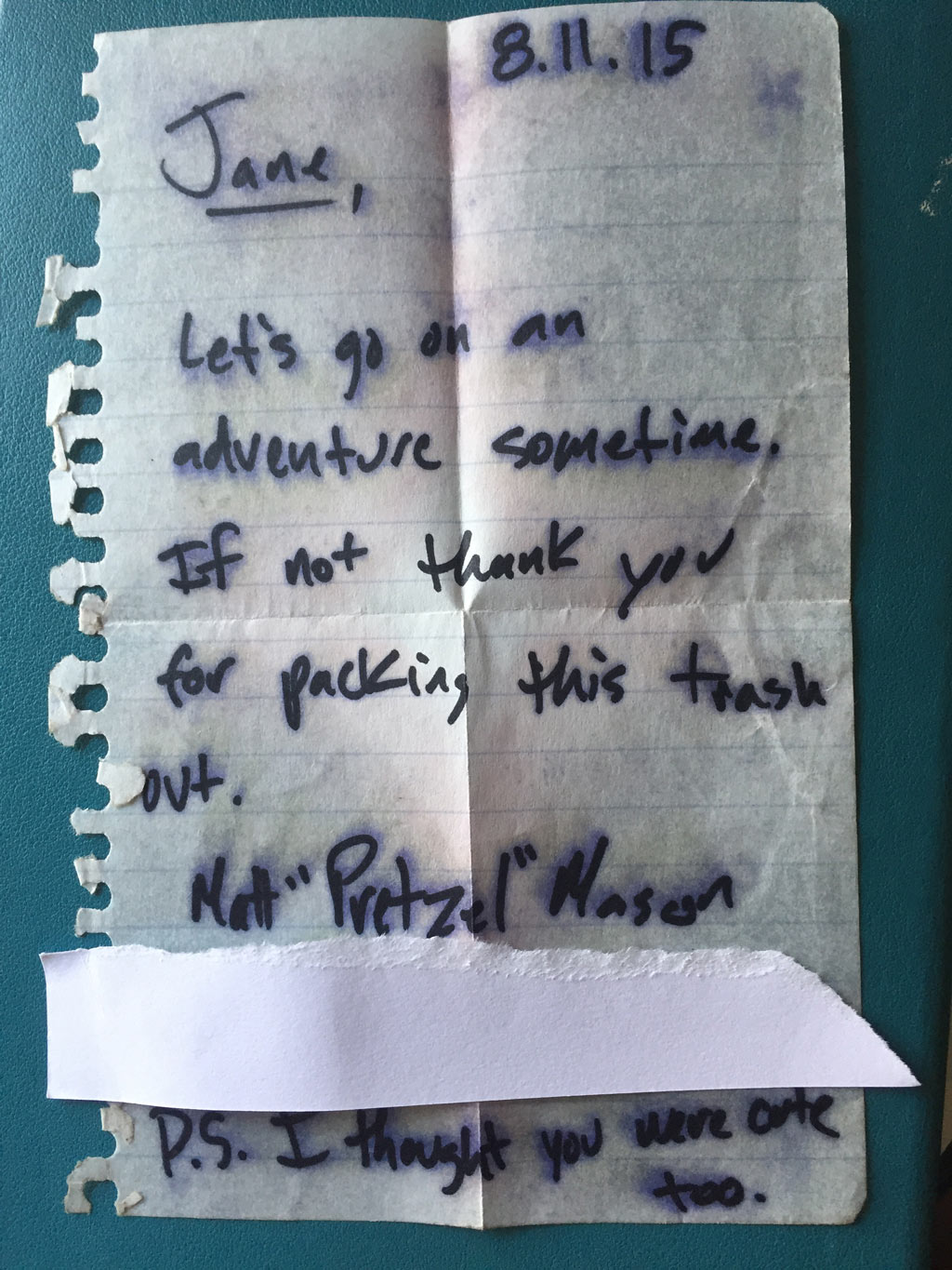 The Pacific Crest Trail love note.
