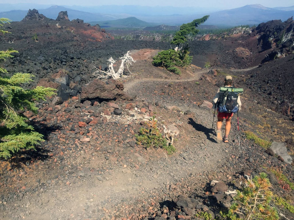 The surreal lava fields of the Pacific Crest Trail in central Oregon.