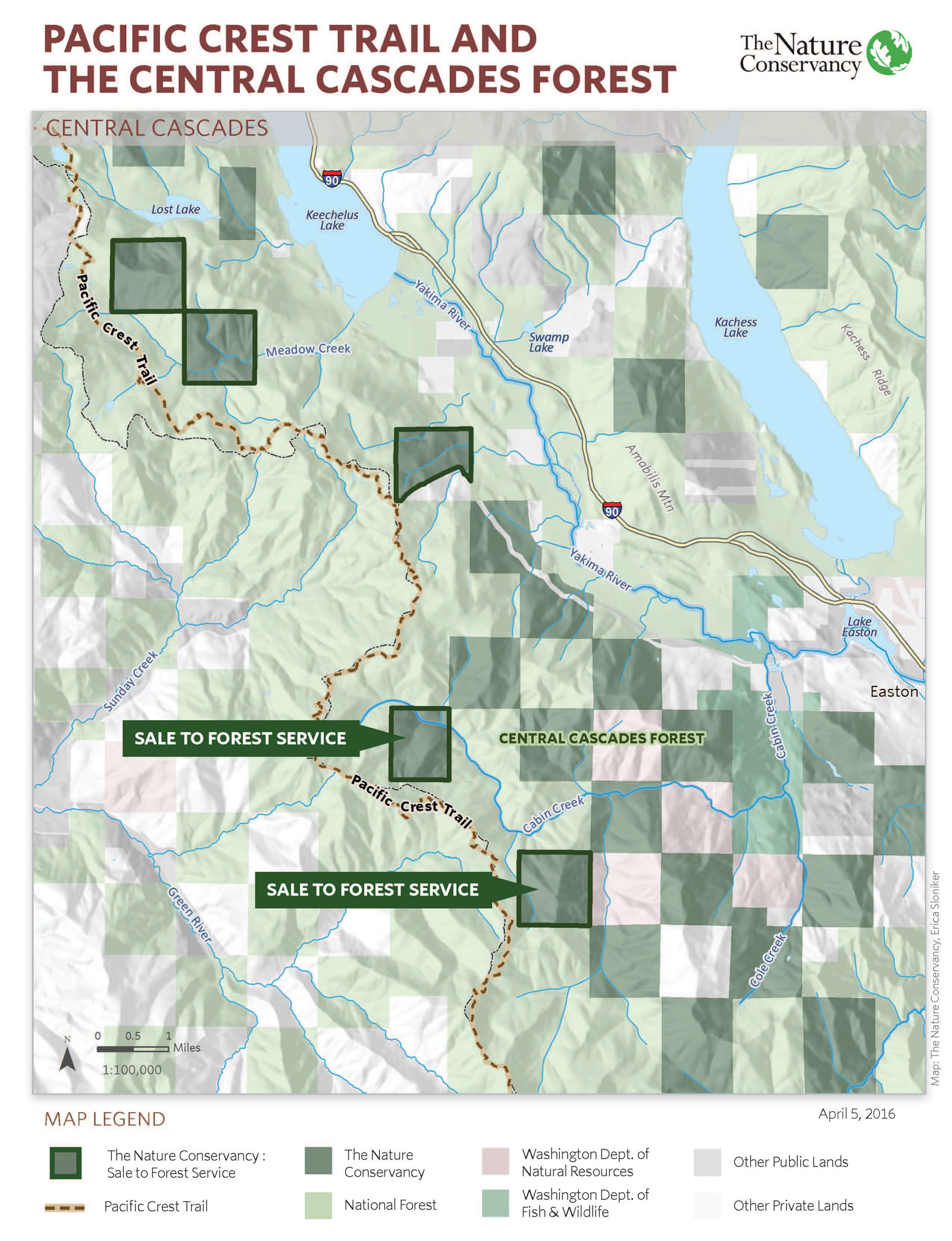 Cabin Creek parcel map Pacific Crest Trail land protection