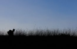 A Pacific Crest Trail thru-hiker in Marble Mountains Wilderness. Photo by Samantha