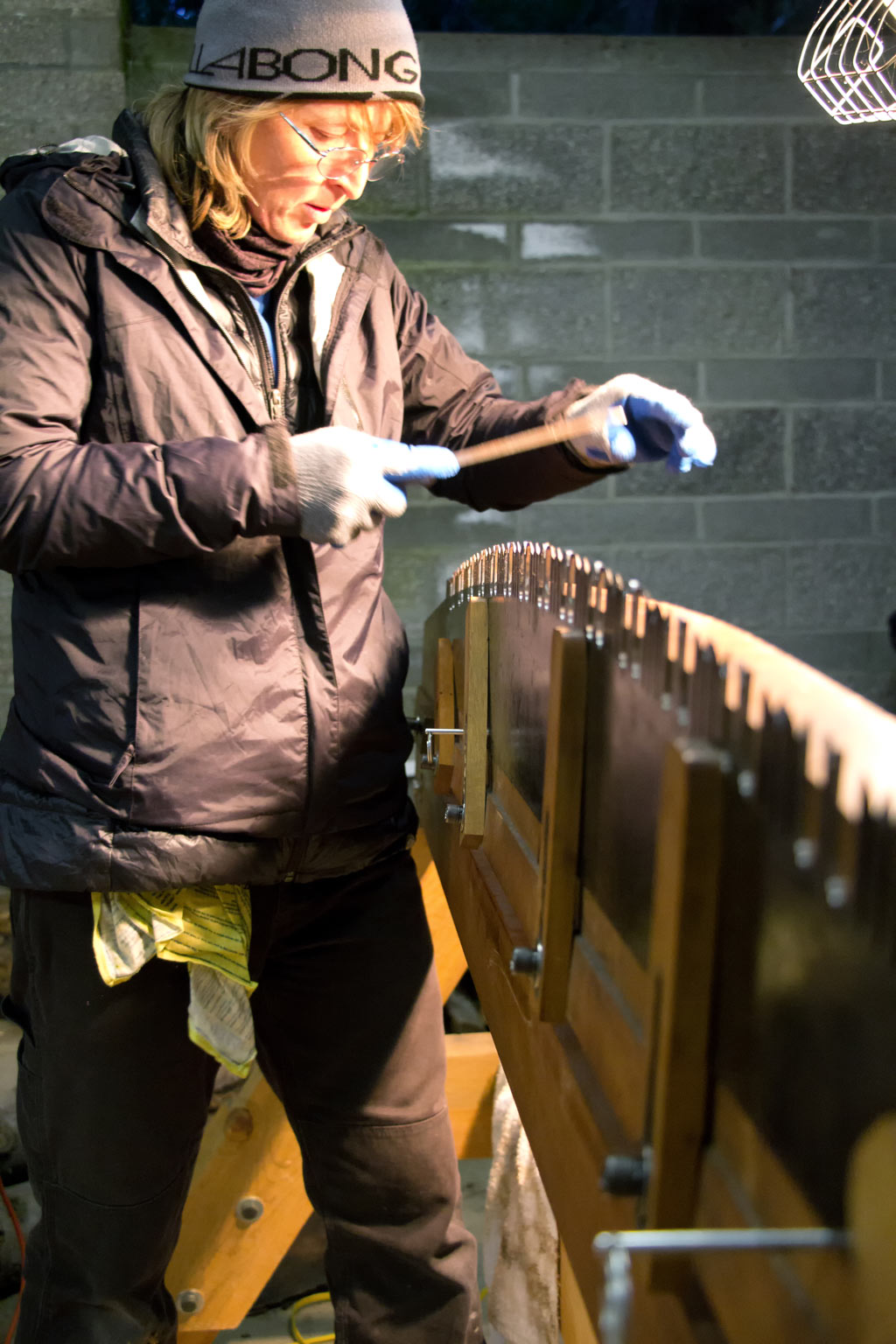 A highlight of Trail Skills College weekend was watching Angie clean, repair, and restore her beloved crosscut saw, “Sweet Tooth.” Photo by Joe Smith.