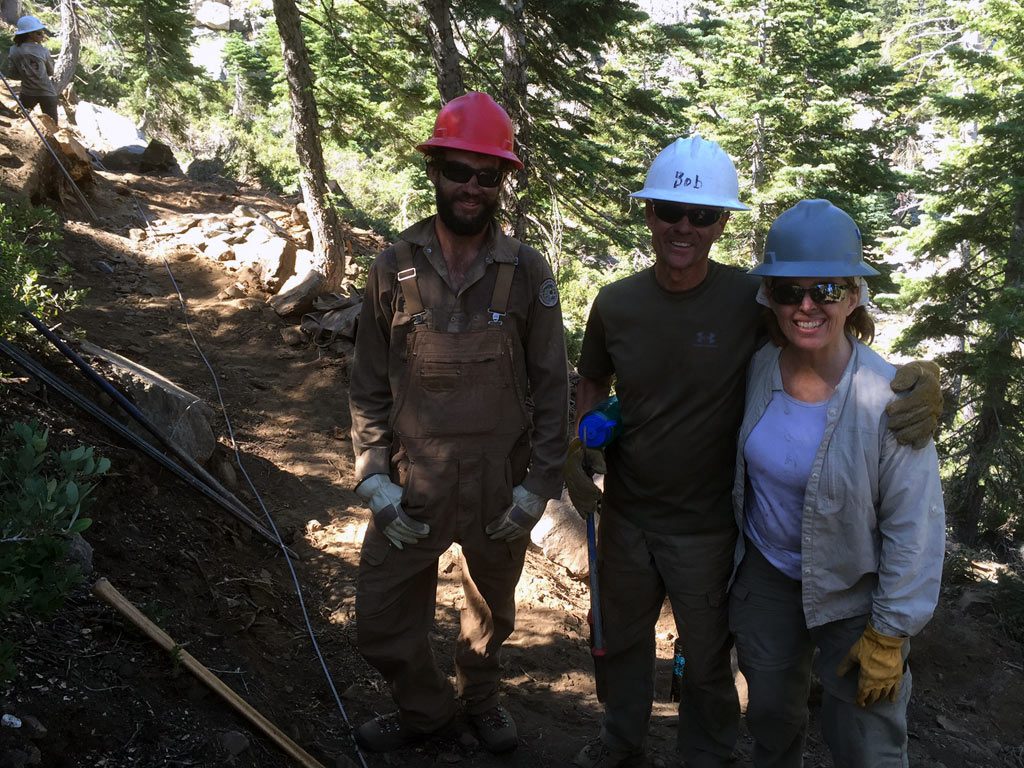 ACE crew leader and PCTA volunteers having fun getting dirty.