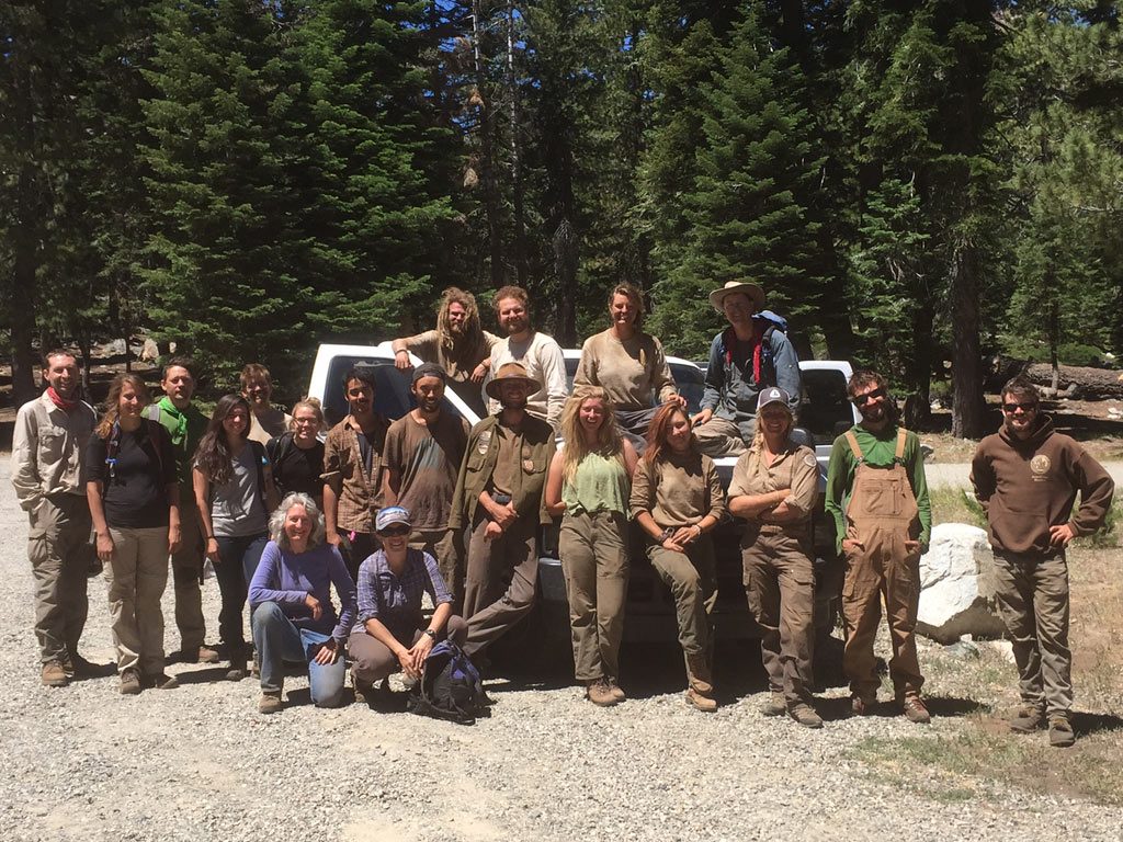 ACE corp crews and PCTA volunteers after a hard day of work.