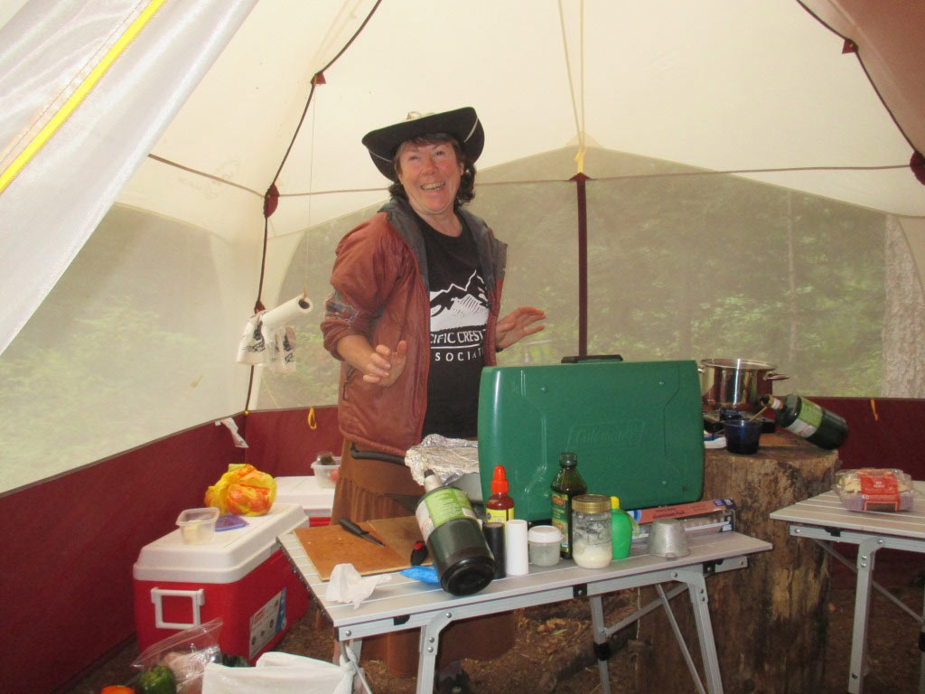 Camp cook, Karla, in her element. Photo by Roberta Cobb