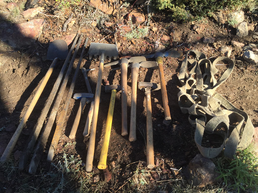 This is the basic tool package for course 203 Waterbars & Checks and 300 Rock-Retaining Walls – by Connor Swift