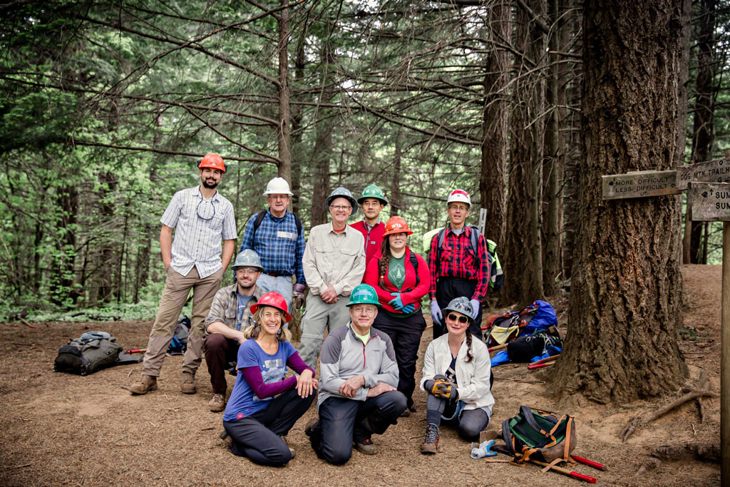 Volunteer in Oregon and Washington. Volunteers came out to the Columbia River Gorge in April 2016 for the Columbia Cascades Trail Skills College. This class learned how to reconstruct damaged trail tread. – by Gray Feather Photography