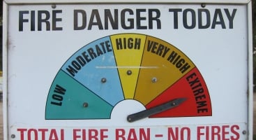 A sign showing you the Fire Danger Level. It's a quick snapshot for motorists. Photo by Helen K (CC BY-NC-ND 2.0)