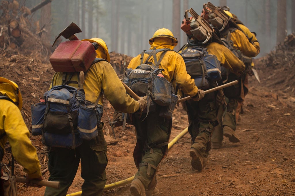 Hot shot crews heading out to fight fire on Klamath National Forest. U.S. Forest Service photo by Kari Greer.