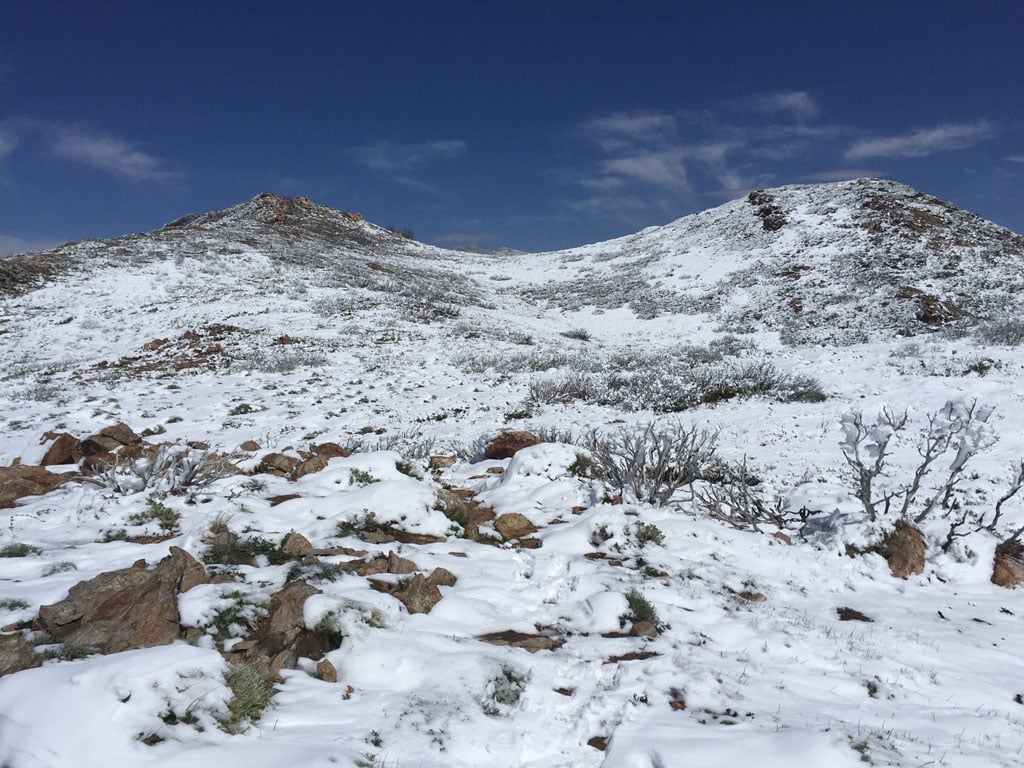snow in the desert on the pacific crest trail