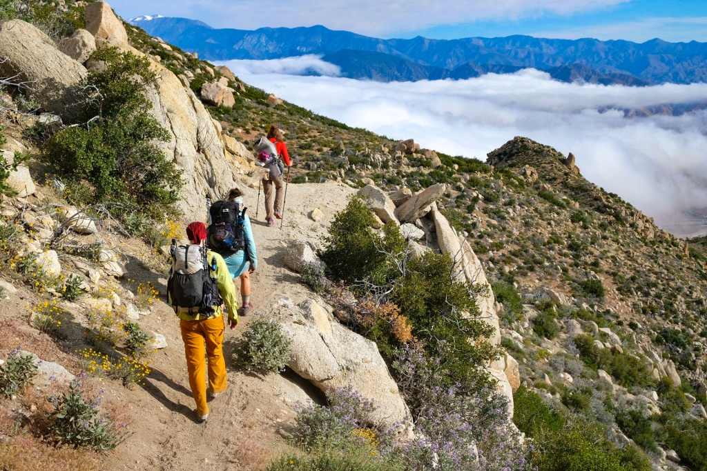 PCT hikers above the clouds in Southern California