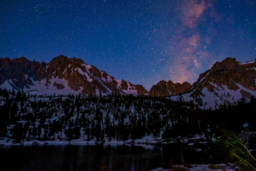 A starry night over the Sierra Nevada Mountains