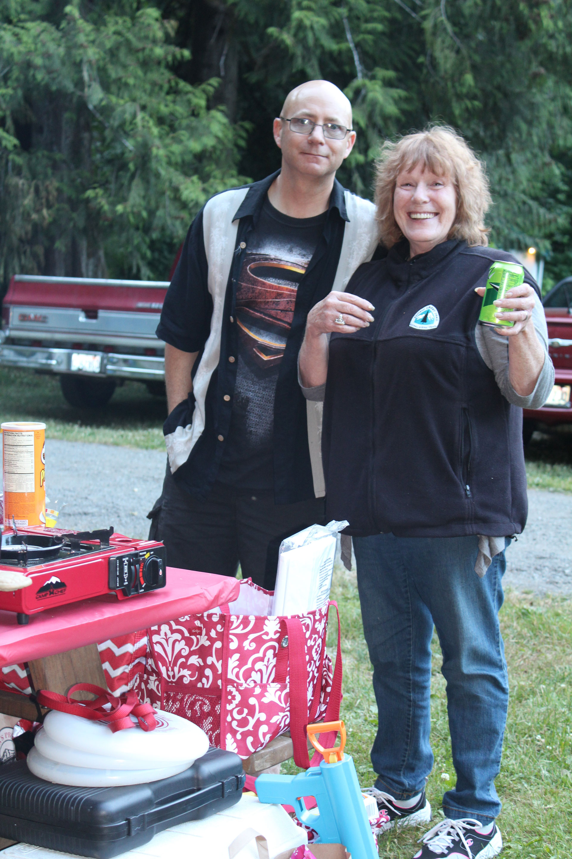 She loved her PCT vest and wore it almost everyday. Here she is with her mountaineering son-in-law Bradley Altman.