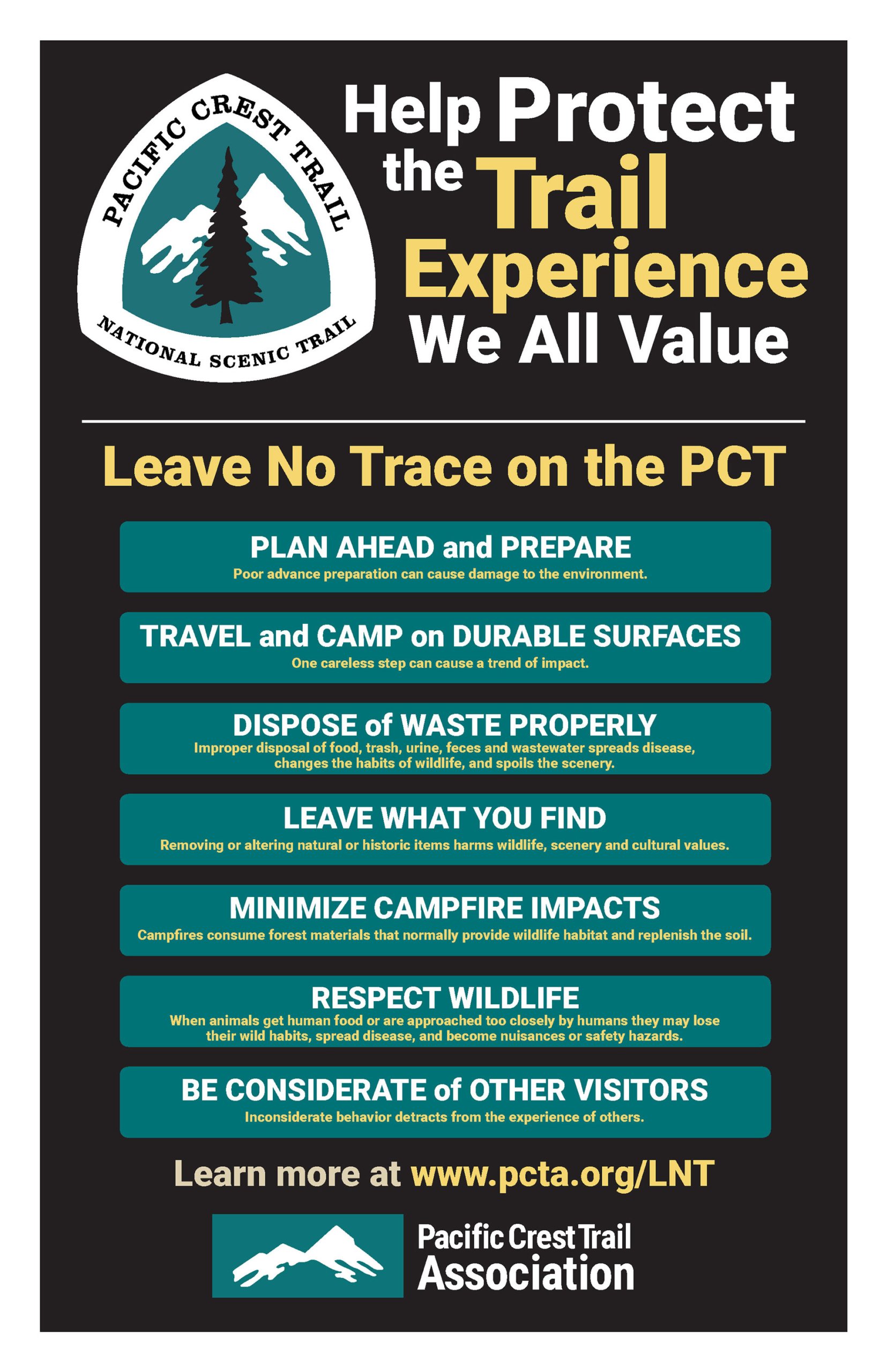 Pacific Crest Trail Leave No Trace poster