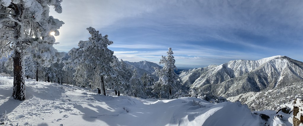 snow-covered southern california mountains