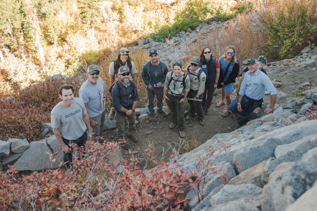 Kevin Kiley out on trail near donnor pass with PCTA staff and USFS staff in 2024